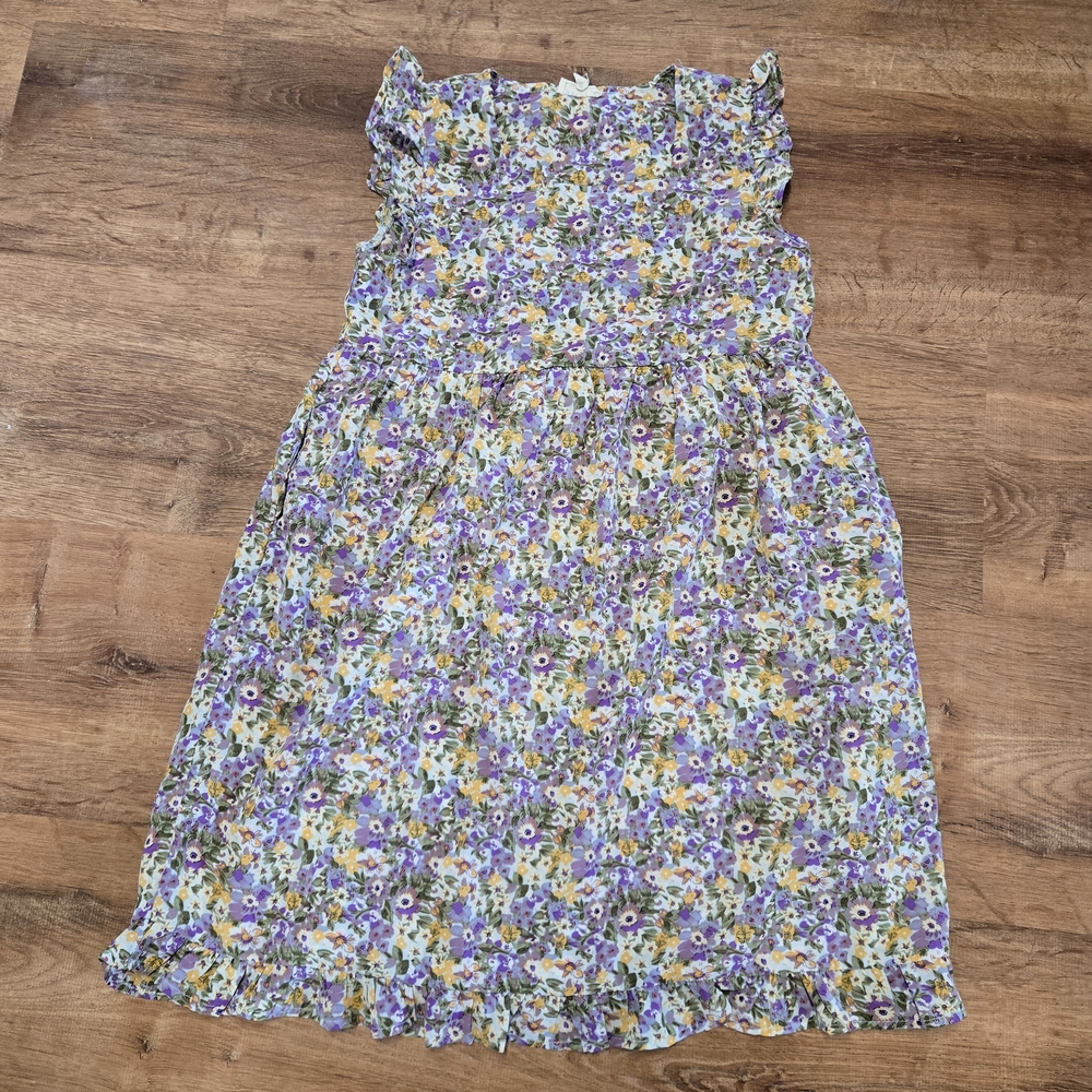 Hayden Girls Floral Dress - Purple and Yellow Girls Size Large
